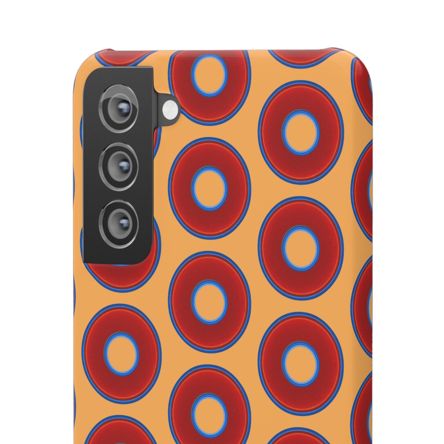 Lumpy Donut Snap Case - red vivid donut print w/creamcicle orange background