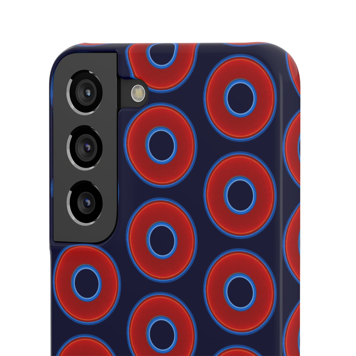 Lumpy Donut Snap Case - red vivid donut print w/midnight blue background