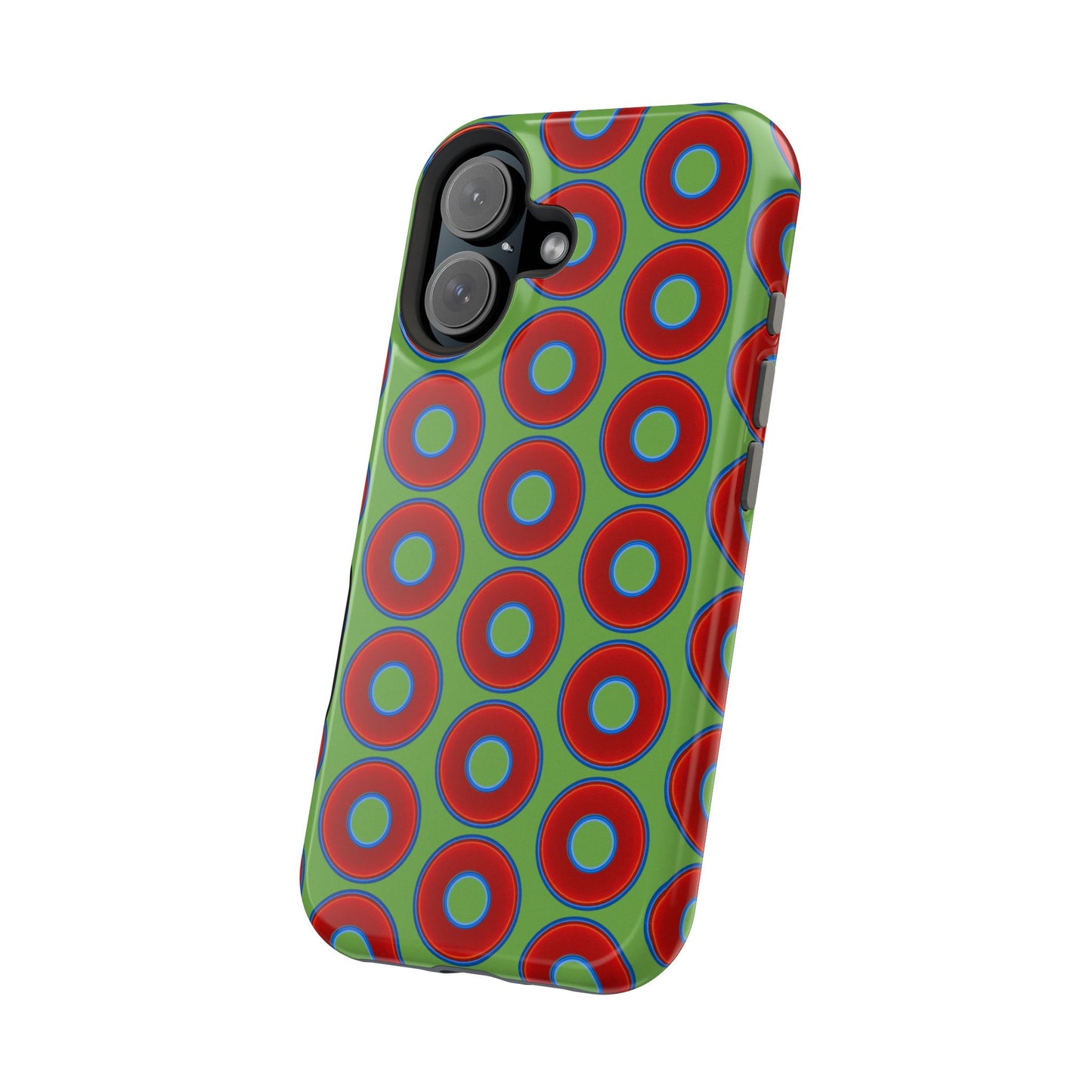 Magnetic Tough Donut Case - red vivid donut print w/light green background
