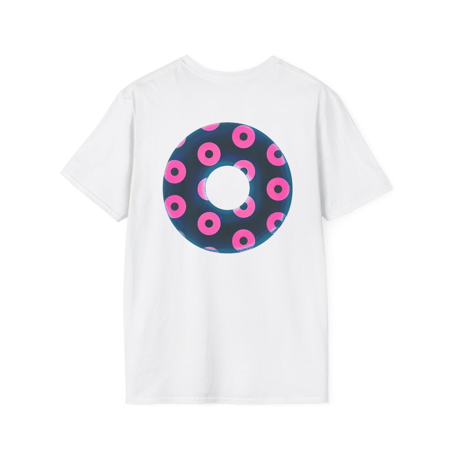Copy of Plain Donuts/Unisex Soft-Style - "Plain Blimpy Paradoxical Donuts" - dark steel blue/vivid magenta donuts
