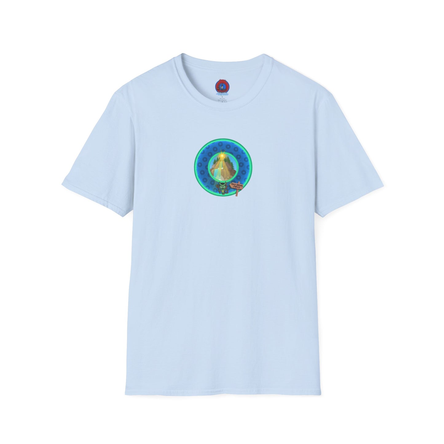 Classic Donut Tee - Unisex Soft-Style - "Devil's Drowning Donuts" - blue/green paradox donut