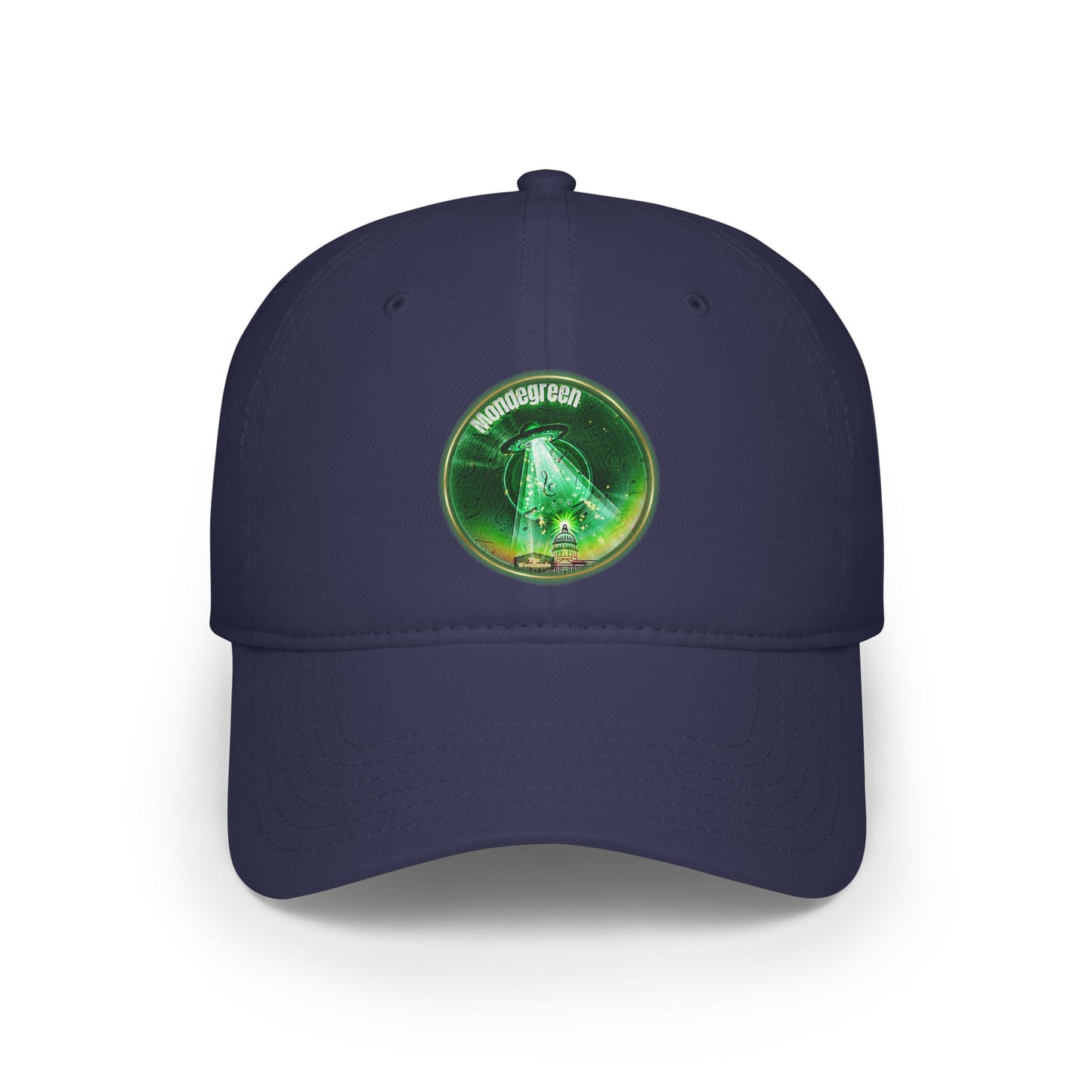 Lumpy Donut Baseball Cap - "Close Encounters of the Delaware Kind" - variant 2 - vivid green record donut w/
