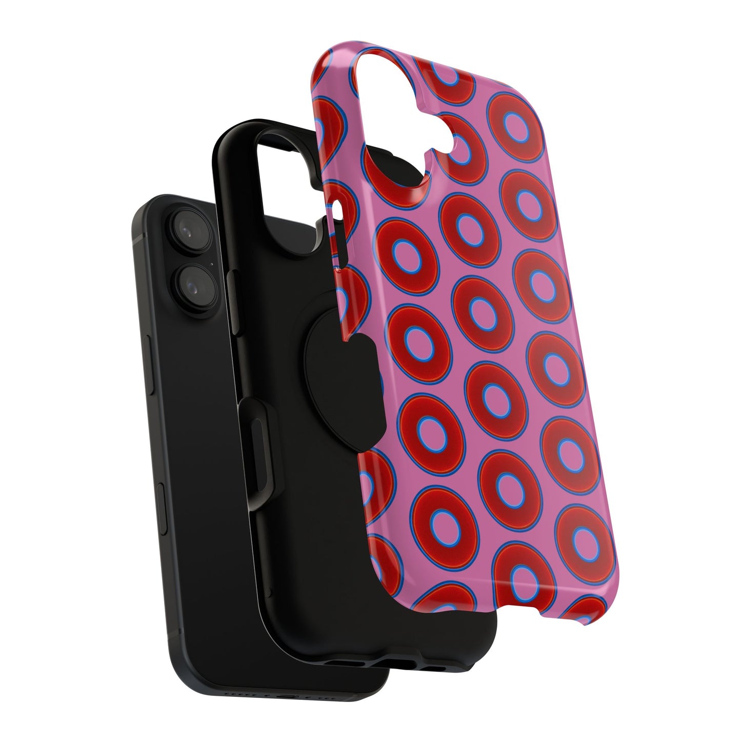 Impact-Resistant Lumpy Donut Case - red vivid donut print w/pink background