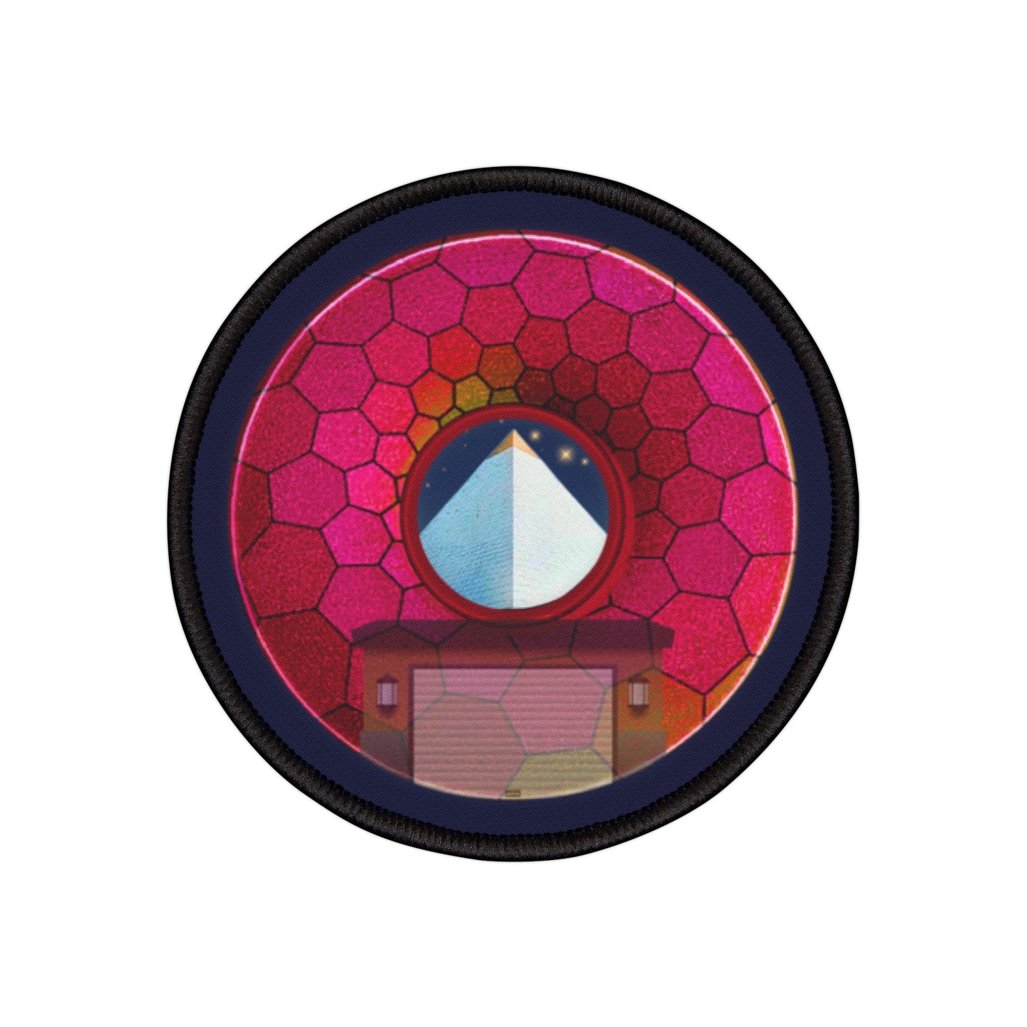 Iron-On Donut Patch - "Limestone Donut Patches so Large" - magenta hexadonut - variant 6