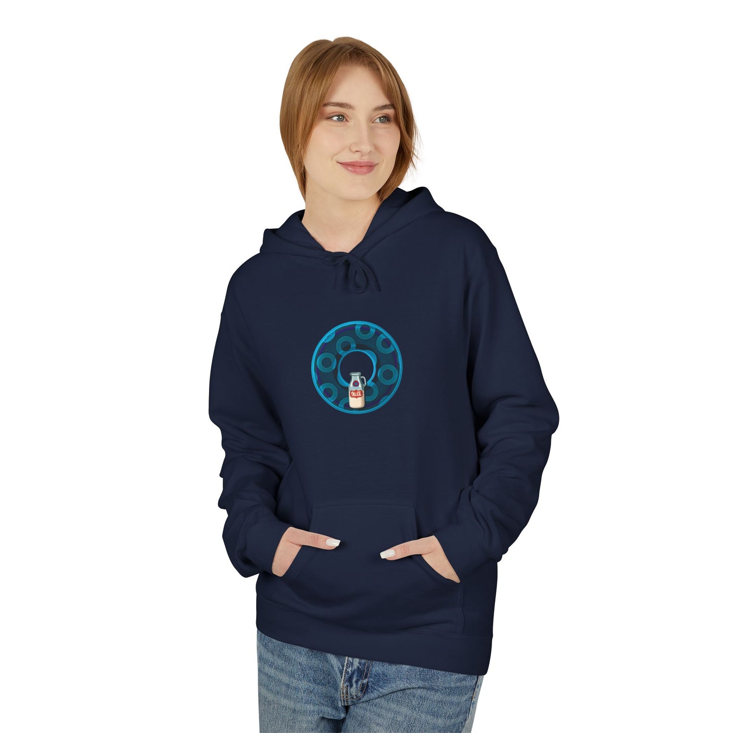 Fleece Harry Hoodies [Midweight Soft-style] - "Wooked Cream Dairy - YEMSG Donut" - blue/blue rustic paradox donut - variant 7