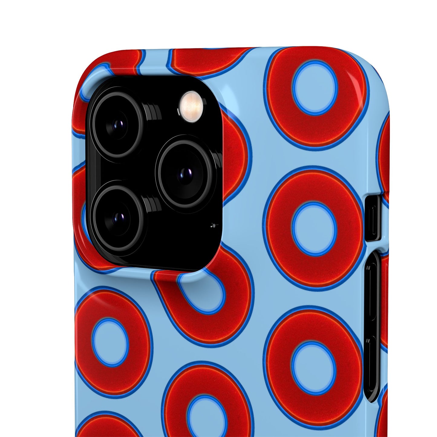 Lumpy Donut Snap Case - red vivid donut print w/sky blue background