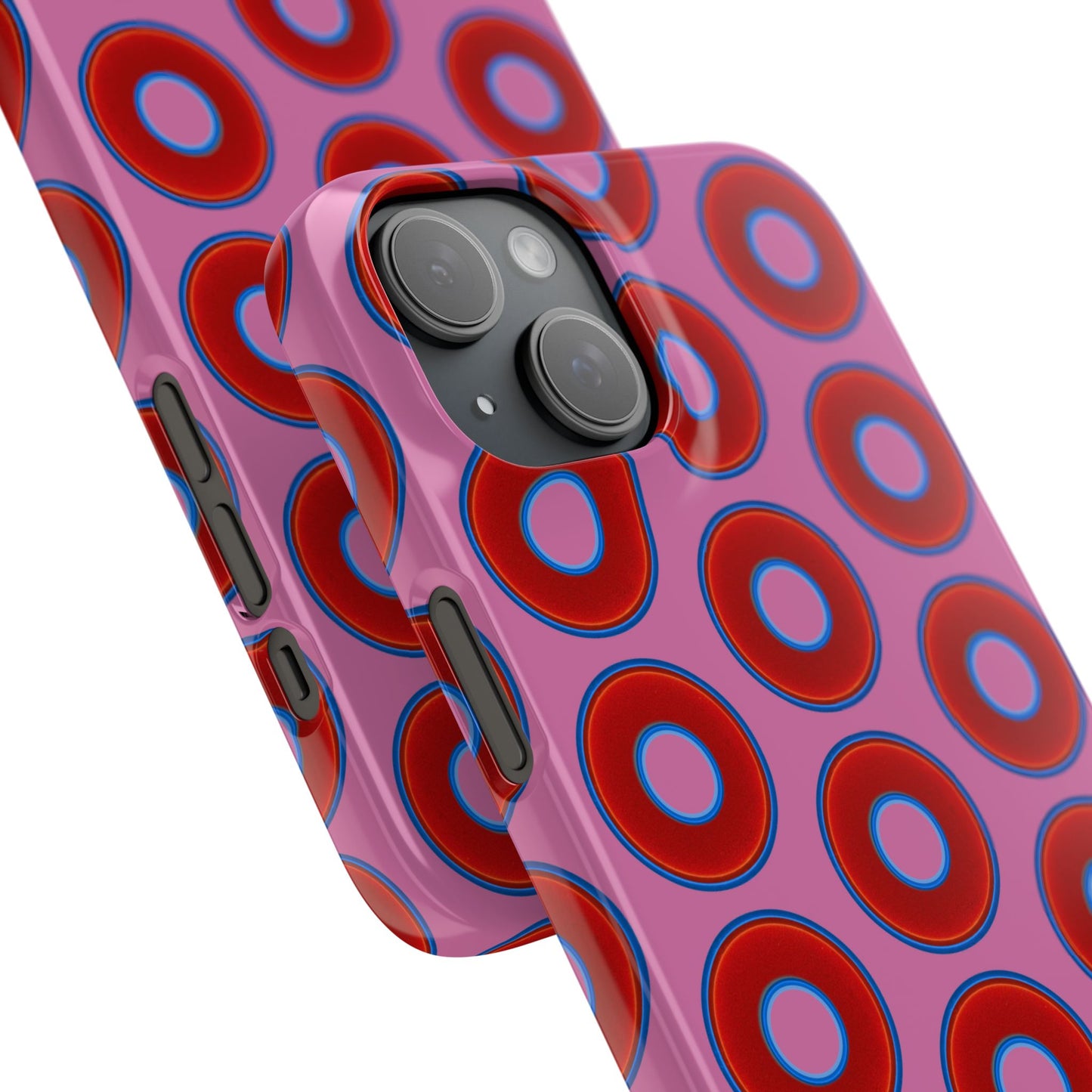 Lumpy Donut Snap Case - red vivid donut print w/light pink background