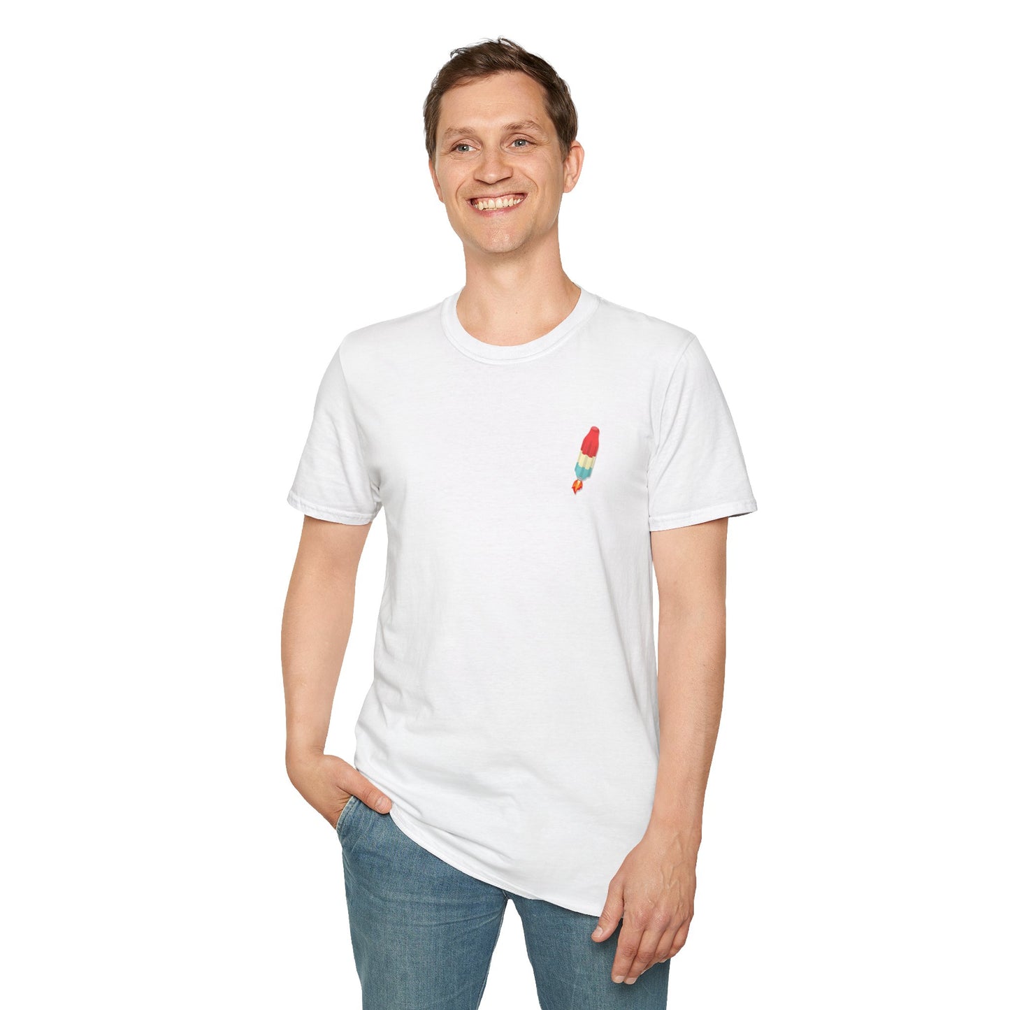 Classic Donut Tee - Unisex Soft-Style - "Blow this Popsicle Stand" - red/blue/cream - bomb pop
