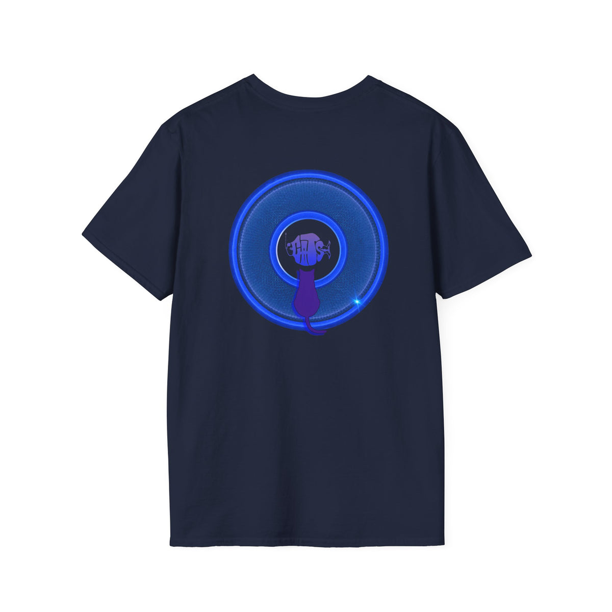 Classic Donut Tee - Unisex Soft-Style - "Cats: The Donut" - rustic blue/blue donut - variant 1