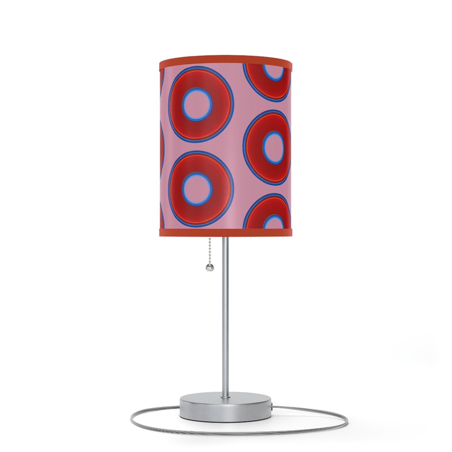 Lumpy Accent Lamps - red vivid donuts w/pale magenta background