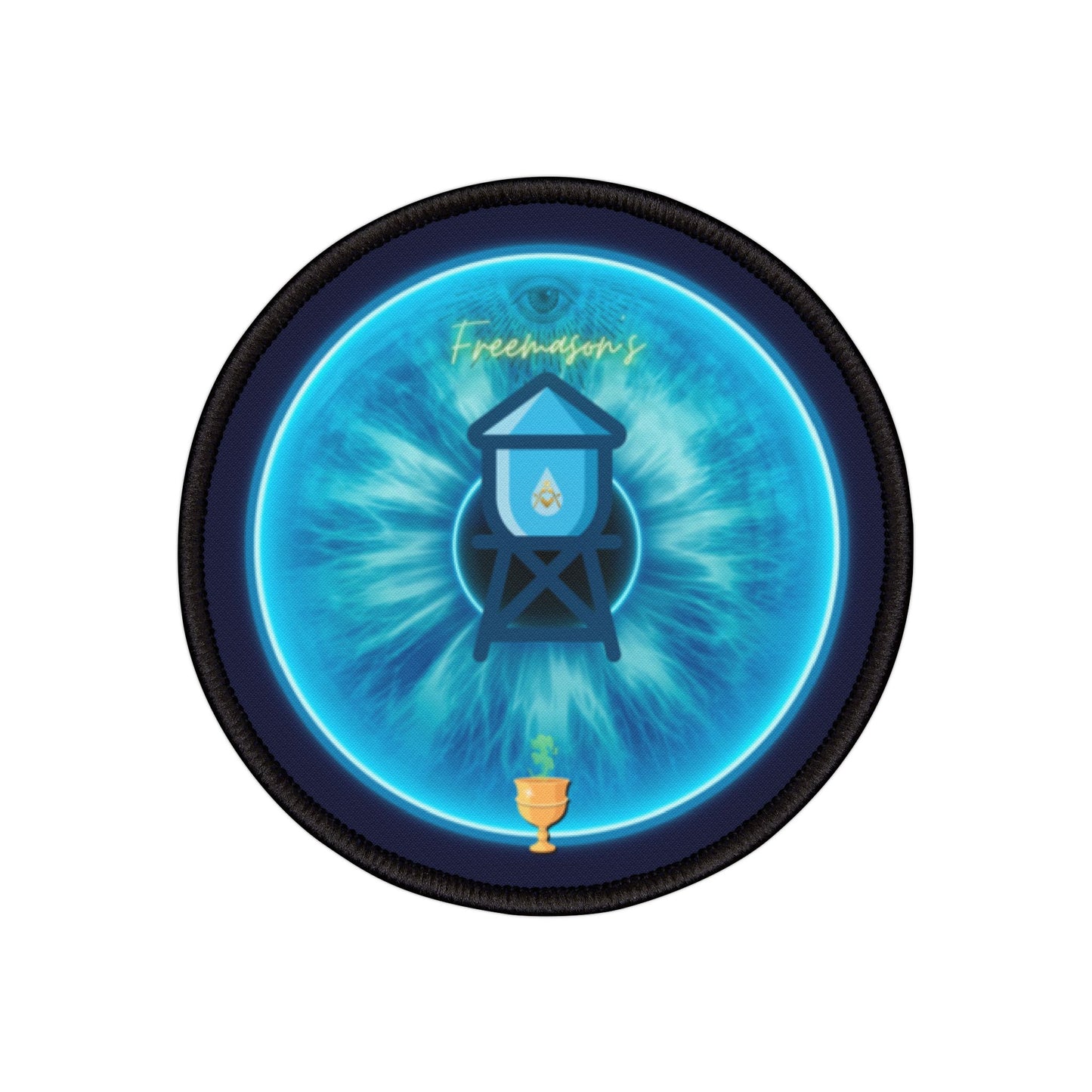 Iron-On Donut Patch - "The Peering Donut Patch of Opacity" - vivid blue idonut - variant 2