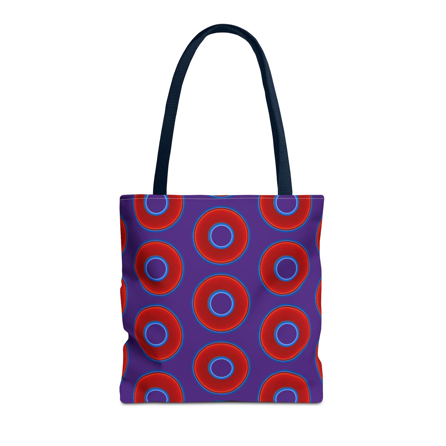 Lumpy Beach/Tote Bag - red vivid donuts w/dark purple background