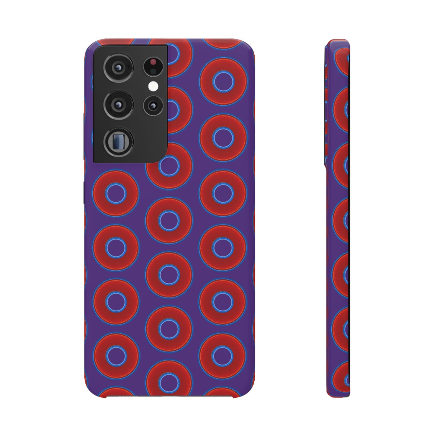 Lumpy Donut Snap Case - red vivid donut print w/dark purple background