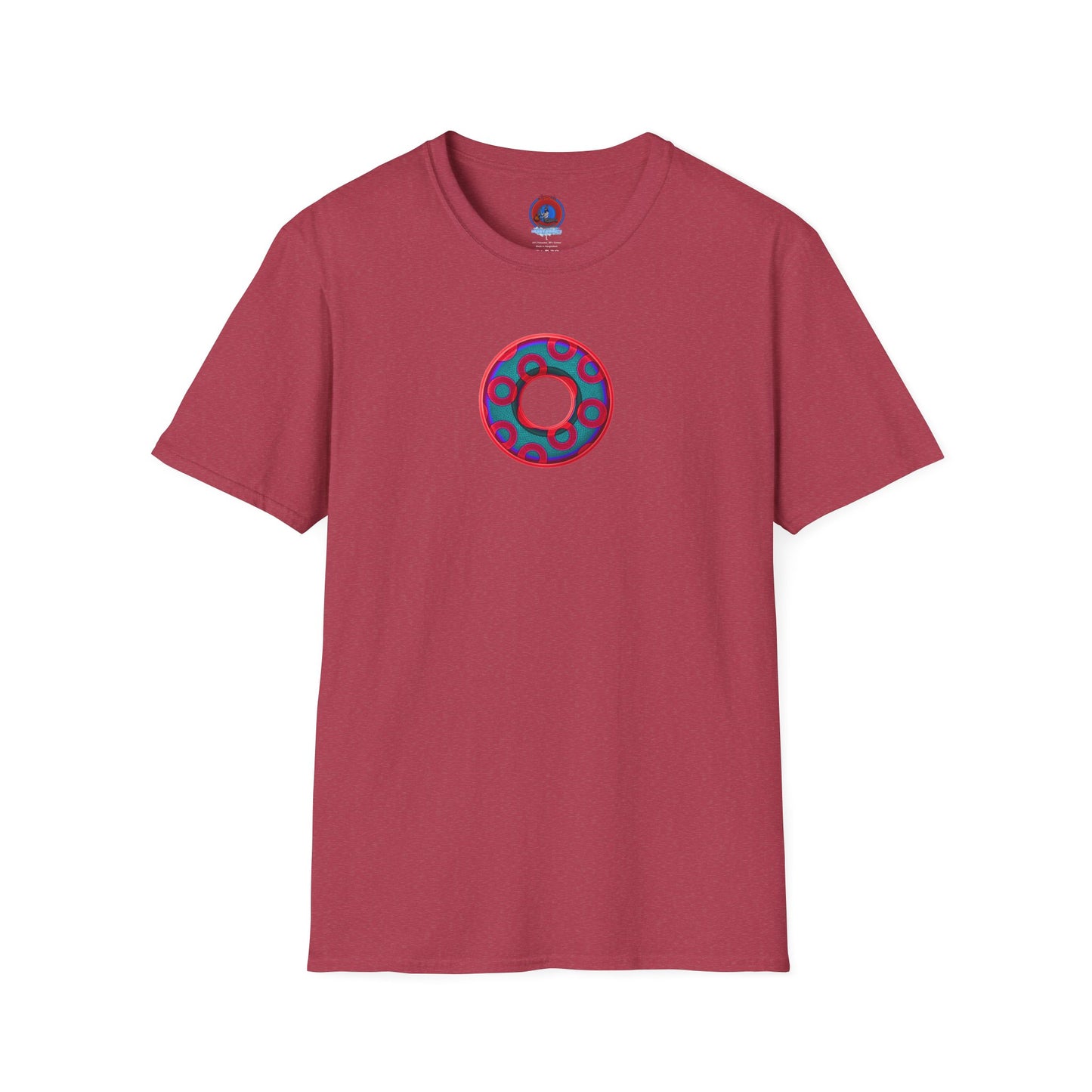 Plain Donuts/Unisex Soft-Style - "Plain Rustic Paradoxical Donuts" - red/steel blue donuts