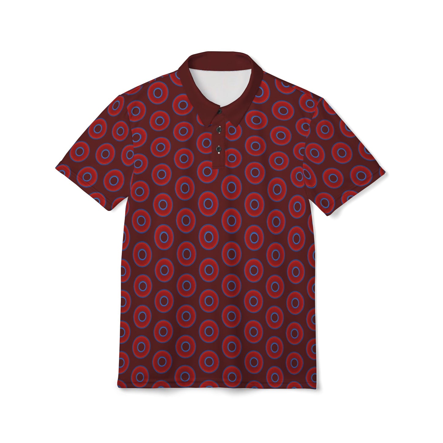 AOP Donut Polo - vivid donut print w/dark red background [unisex]