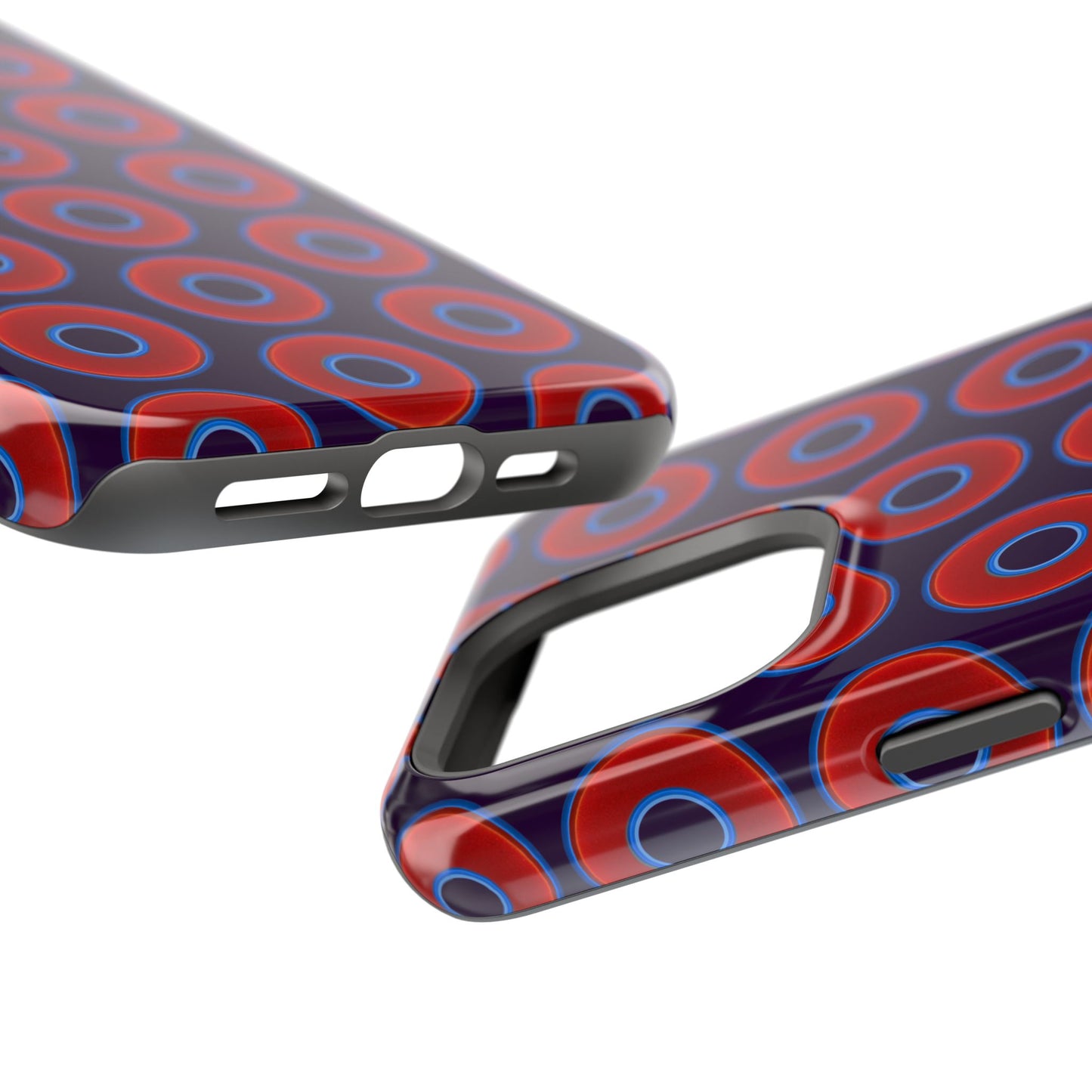 Impact-Resistant Lumpy Donut Case - red vivid donut print w/midnight purple background