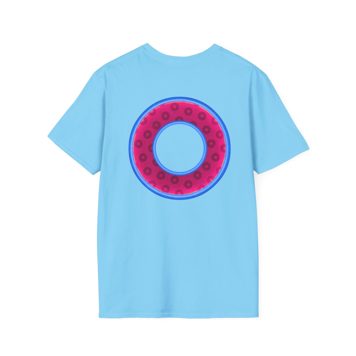 Plain Donuts/Unisex Soft-Style - "Plain Wide Mouthed Paradoxical Donuts" - bright magenta/light blue royal blue donuts