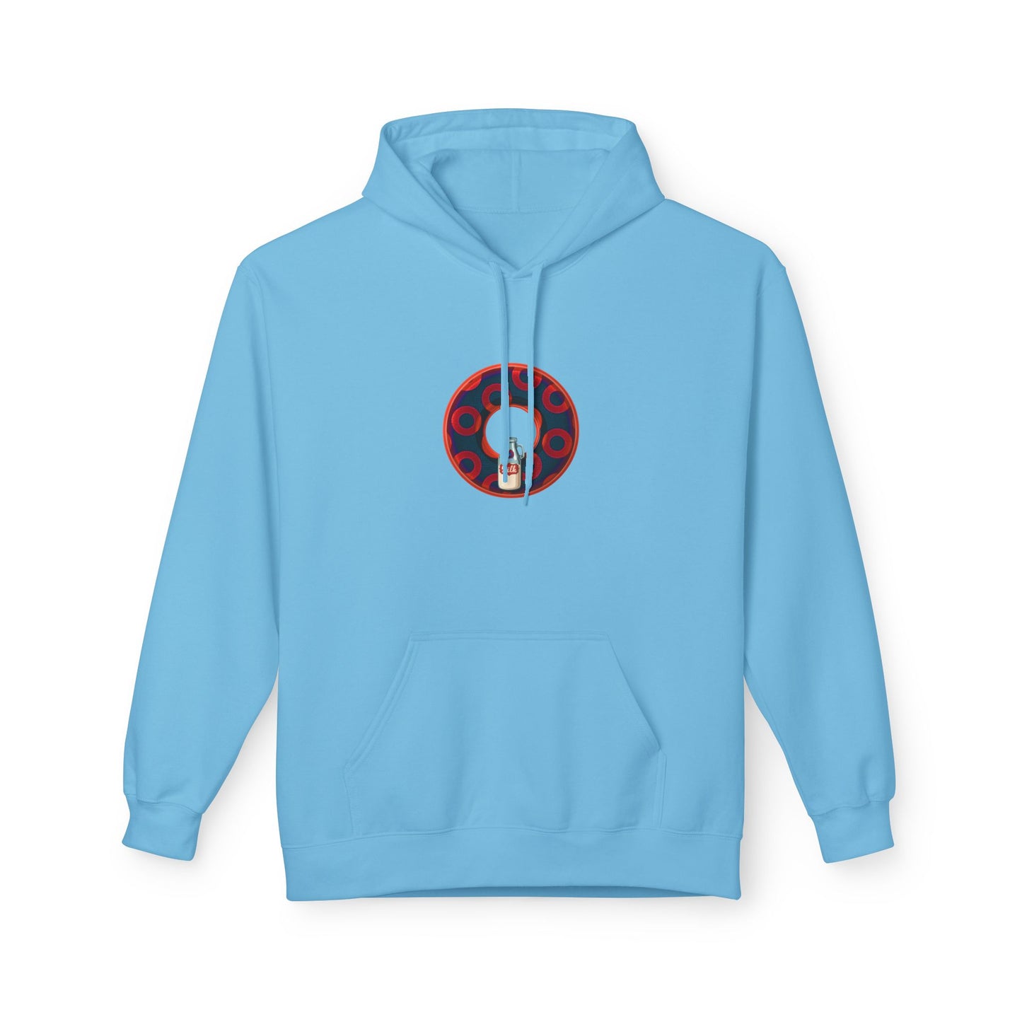 Fleece Harry Hoodies [Midweight Soft-style] - "Wooked Cream Dairy - YEMSG Donut" - navy blue/red rustic paradox donut - variant 3