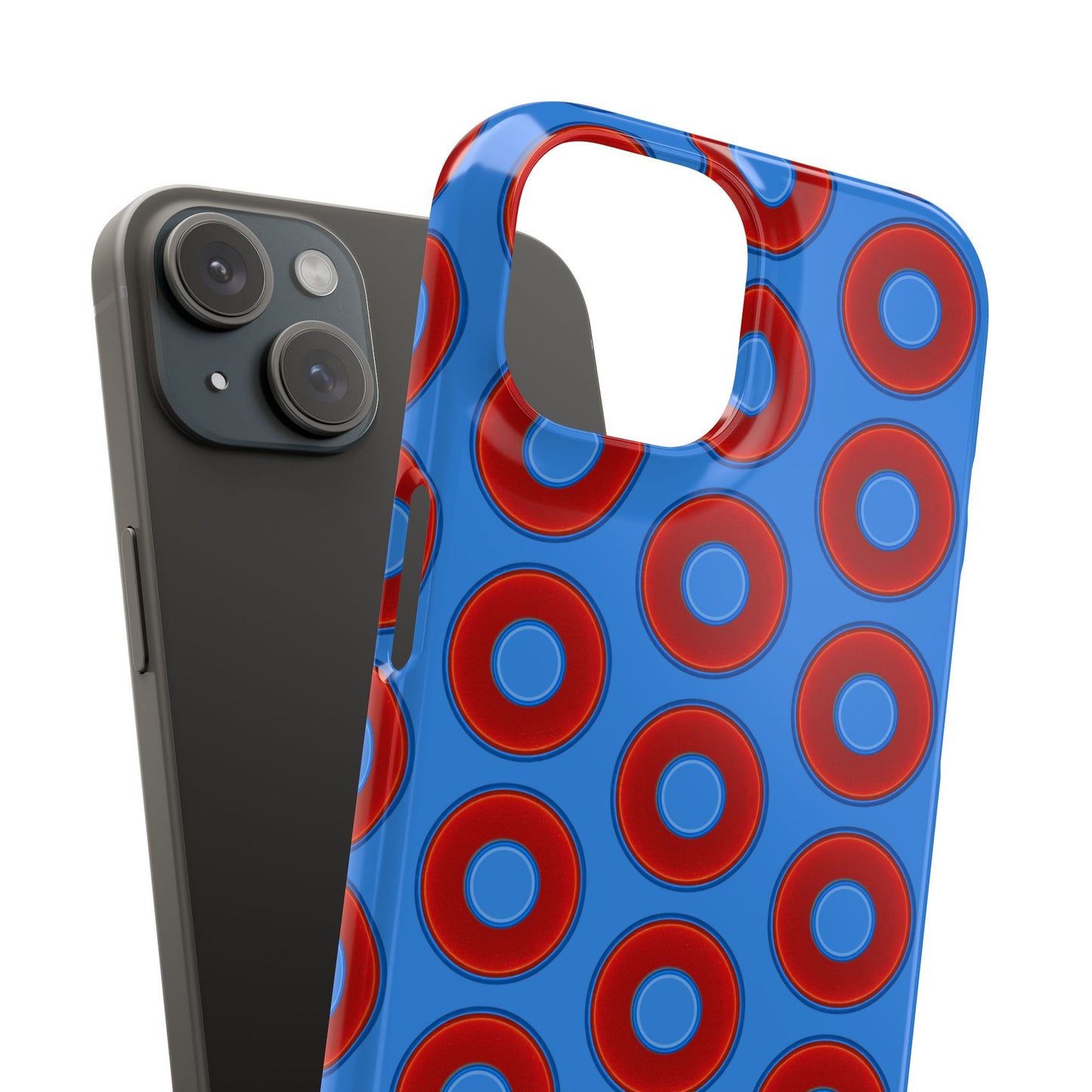 Lumpy Donut Snap Case - red vivid donut print w/light royal blue background