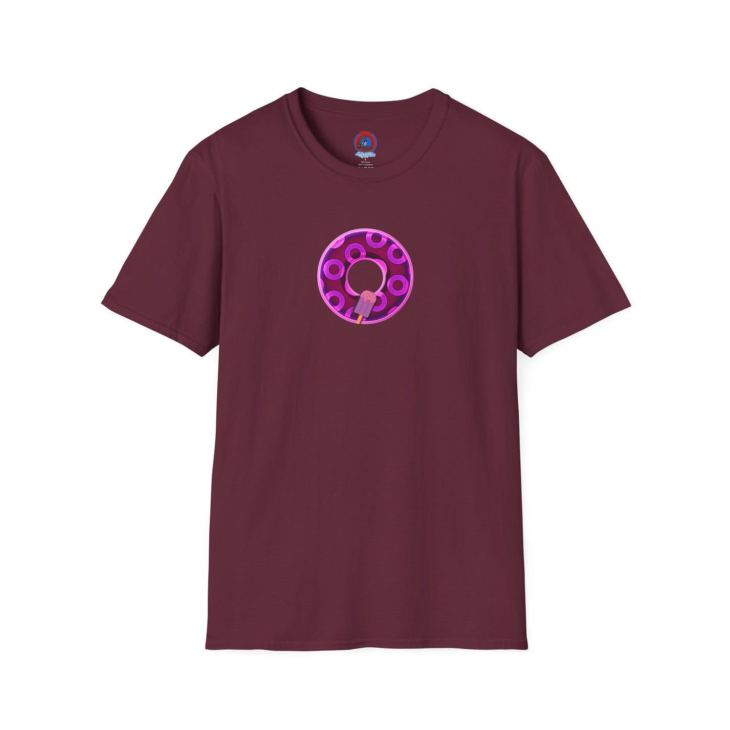 Classic Donut Tee - Unisex Soft-Style - "It's Ice Cream Popsicles - YEMSG Donut" - purple/magenta paradox donut - variant 1