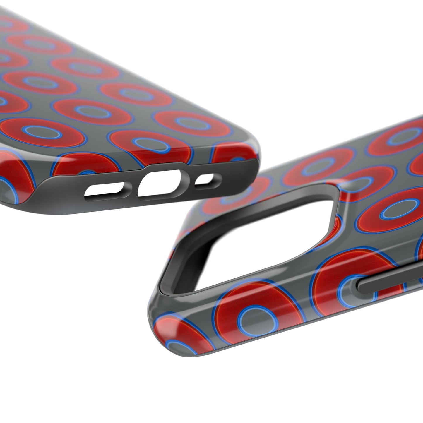 Impact-Resistant Lumpy Donut Case - red vivid donut print w/dark gray background
