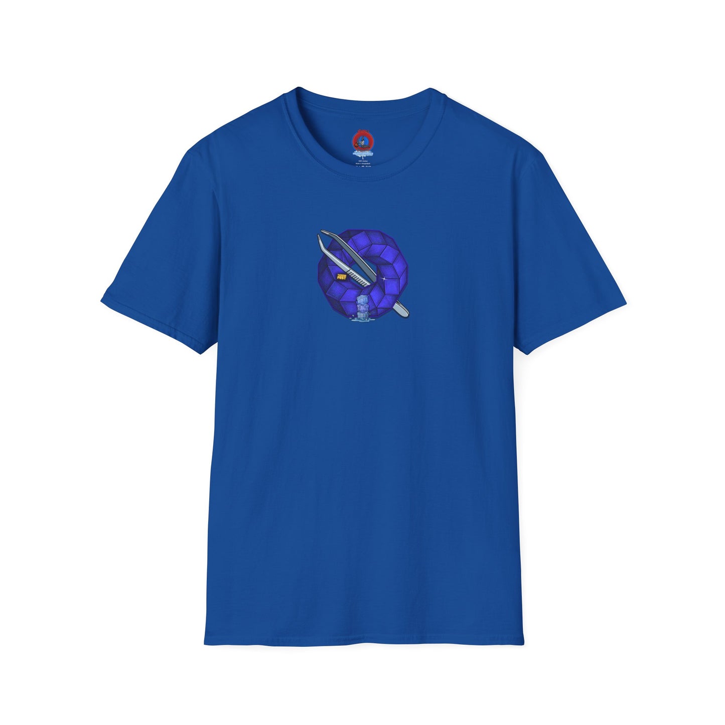 Classic Donut Tee - Unisex Soft-Style - "The Teasing Festivus Donut" - blue rustic cubed donut