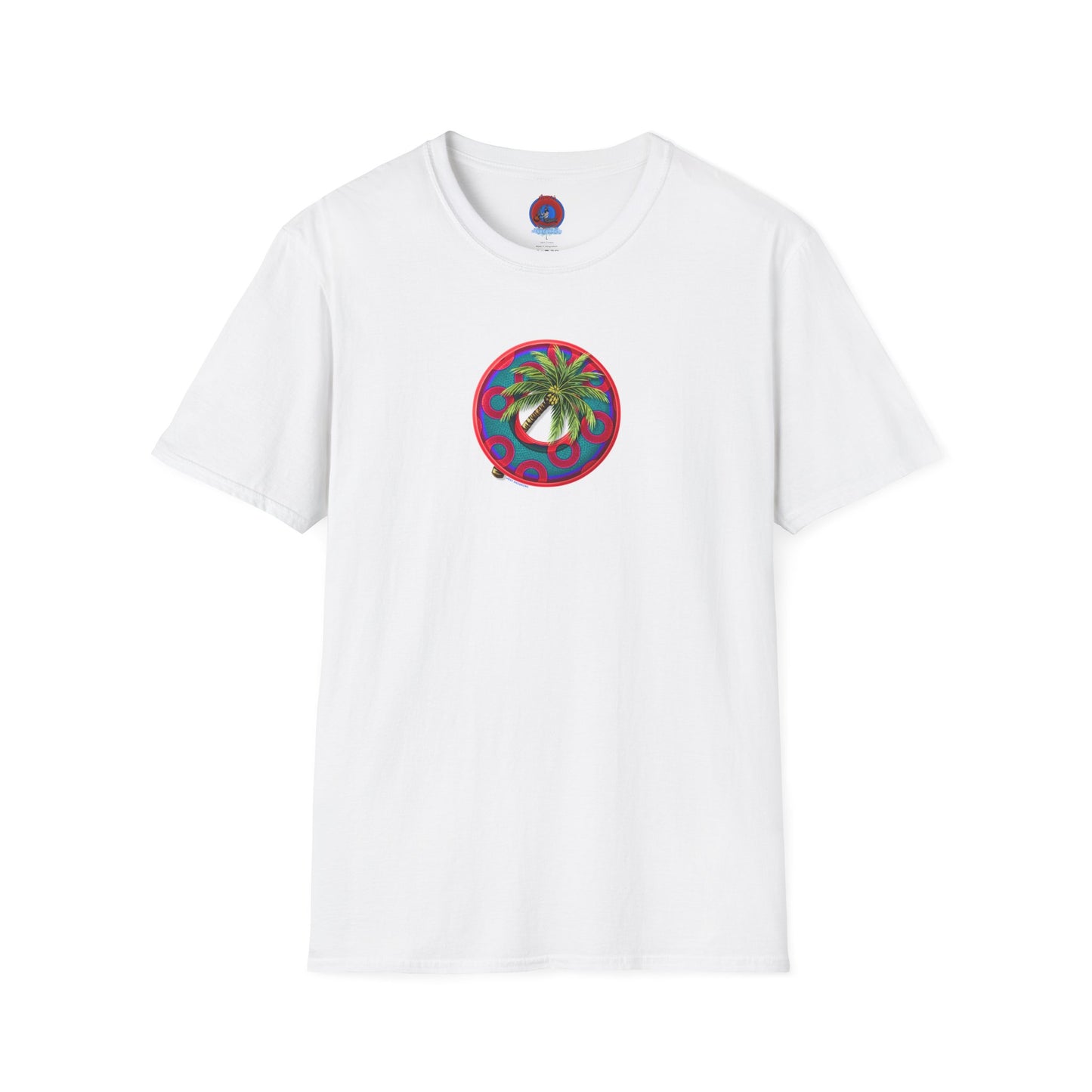 Classic Donut Tee - Unisex Soft-Style - "Jost Phishing" -blue/red rustic paradox donut