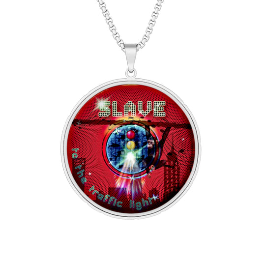 Lump's Heady Donut Necklace - 1" x 1" Stainless Steel Pendant - "Slave to this Donut Pendant" - red phatty donut