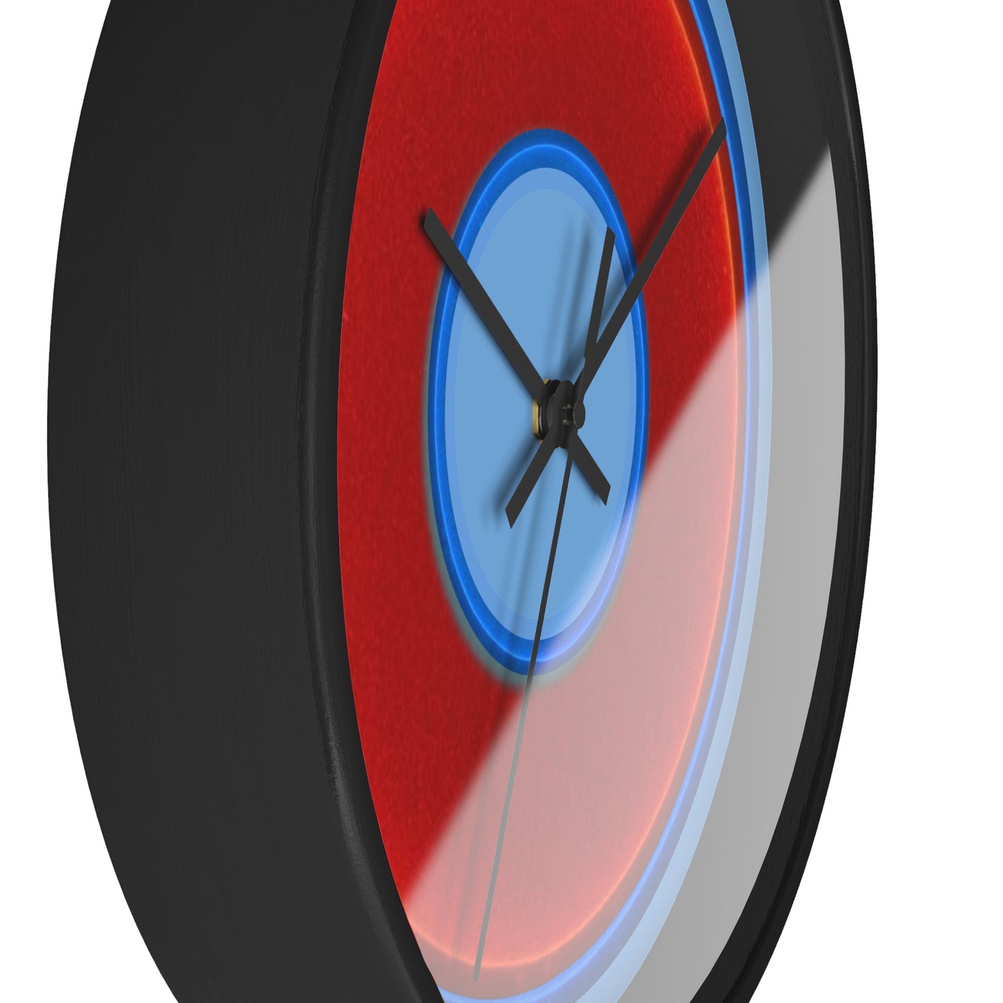 Lumpy Wall Clock - red vivid donut - variant 2 w/light blue background