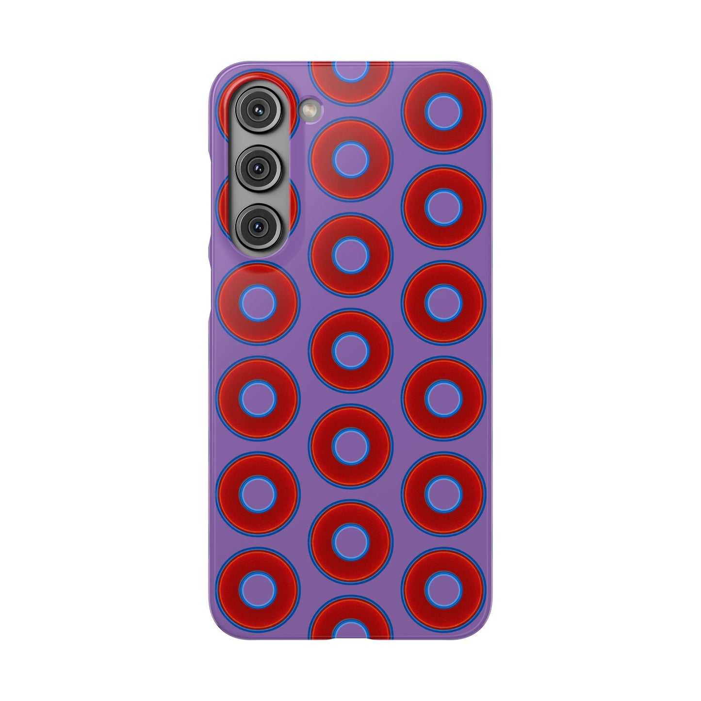 Lumpy Donut Snap Case - red vivid donut print w/light purple background