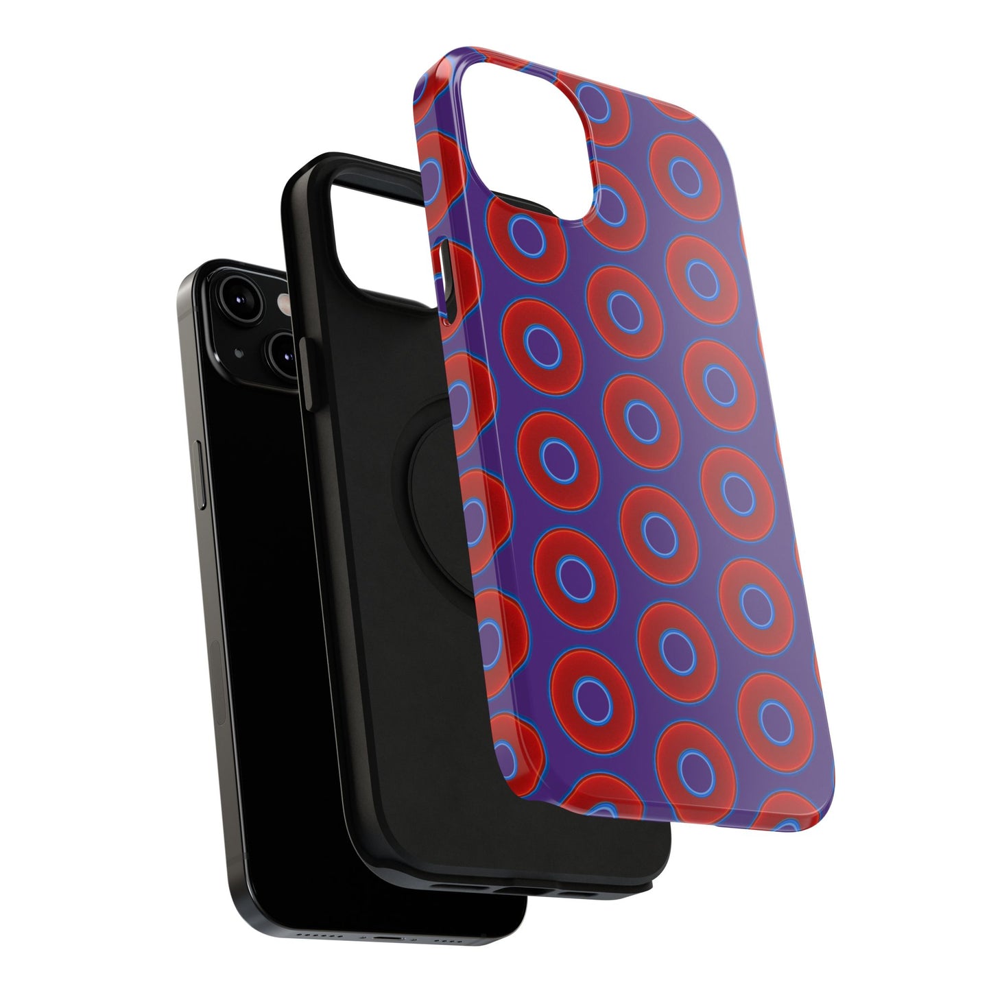 Impact-Resistant Lumpy Donut Case - red vivid donut print w/dark purple background