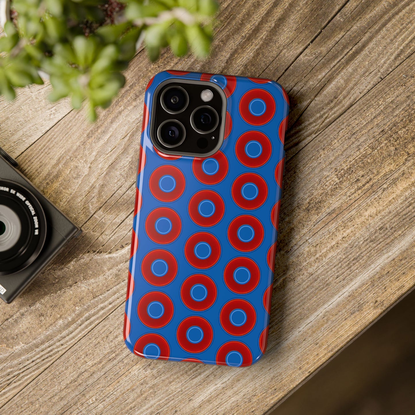 Magnetic Tough Donut Case - red vivid donut print w/dark royal blue background