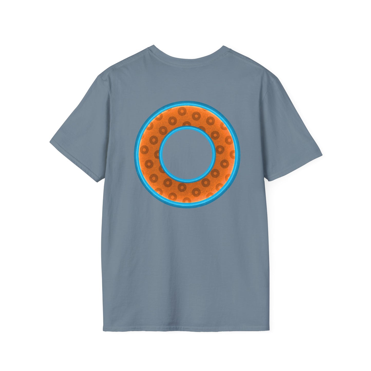 Plain Donuts/Unisex Soft-Style - "Plain Wide Mouthed Paradoxical Donuts" - orange/aquamarine blue donuts