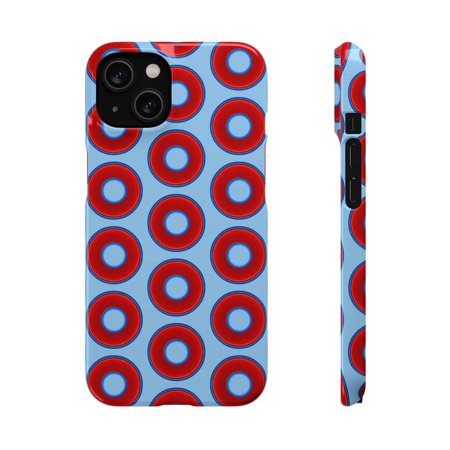 Lumpy Donut Snap Case - red vivid donut print w/sky blue background