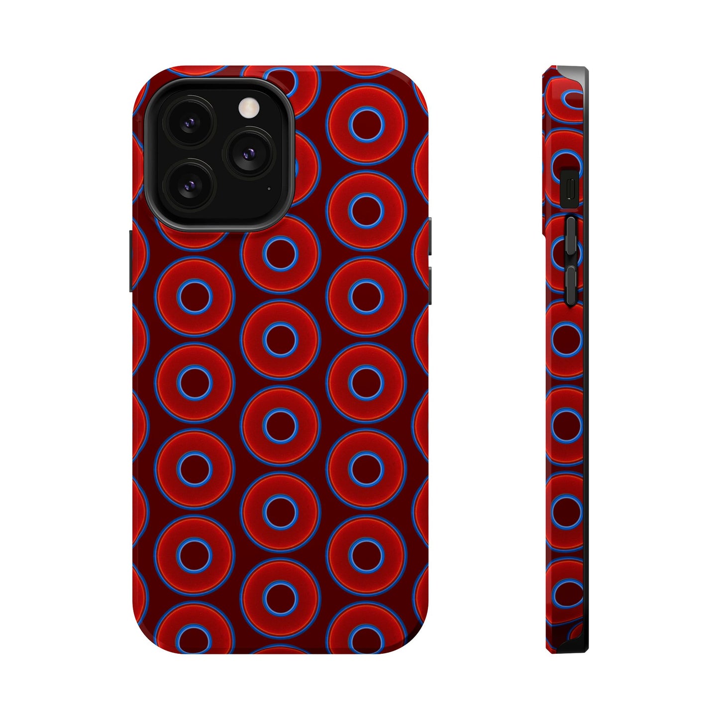 Magnetic Tough Donut Case - red vivid donut print w/dark red background