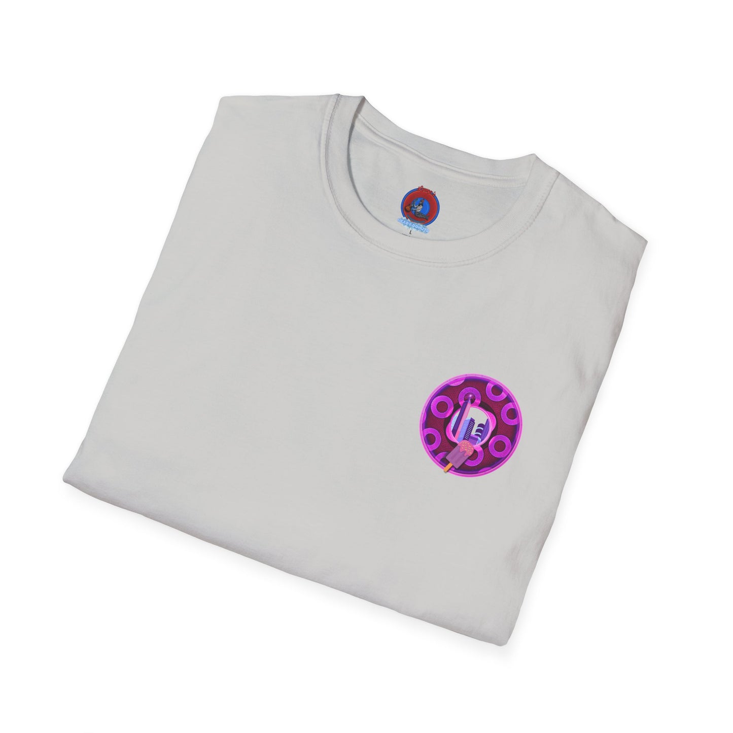 Classic Donut Tee - Unisex Soft-Style - "It's Ice Cream Popsicles - YEMSG Donut" - purple/magenta paradox donut - variant 2