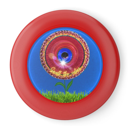 Lumpy Wham-O Donut Frisbee - "Smell the Colorful Donut Phrisbee" - red/royal blue