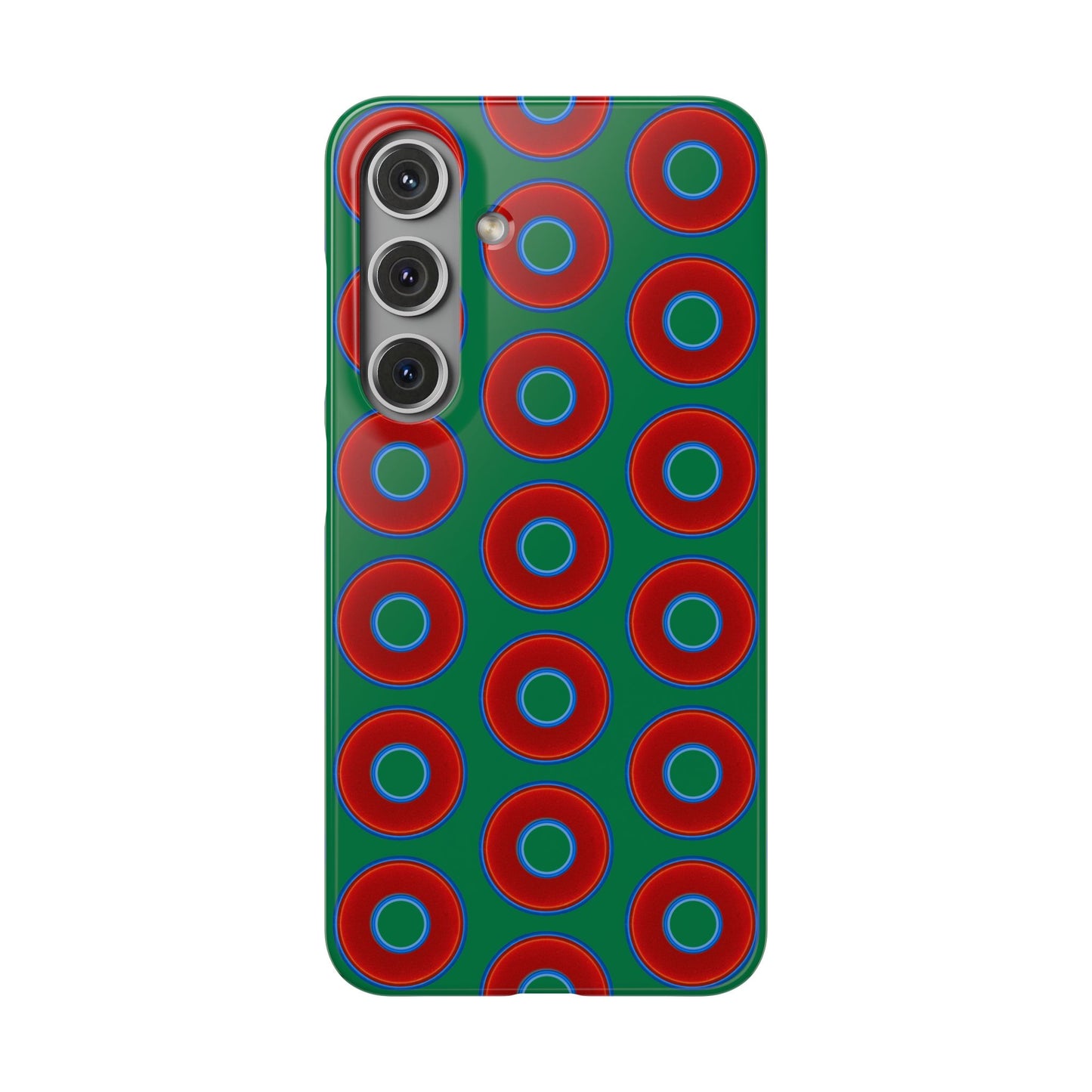 Lumpy Donut Snap Case - red vivid donut print w/green background