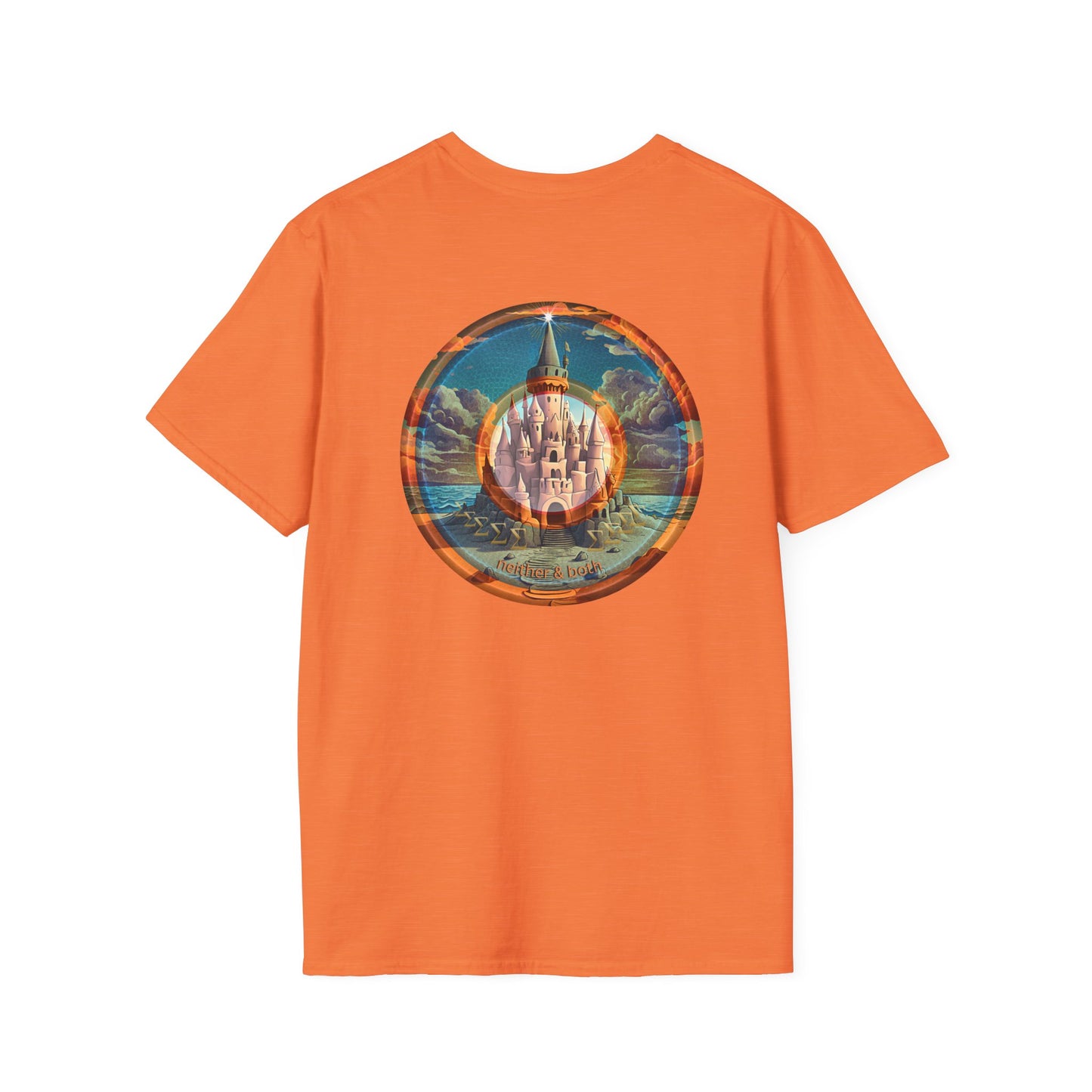 Classic Donut Tee - Unisex Soft-Style - "The Donut that Tides Never Reached" - series 1.0  - variant 2 - neither/both - blue/orange donut