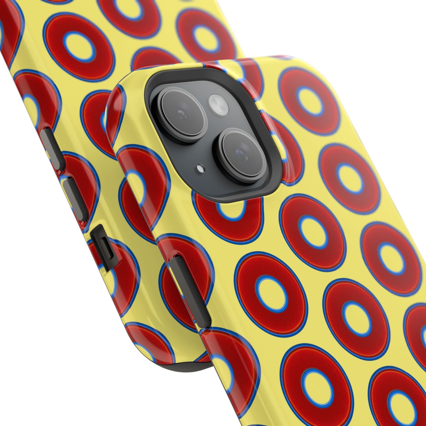 Impact-Resistant Lumpy Donut Case - red vivid donut print w/yellow background