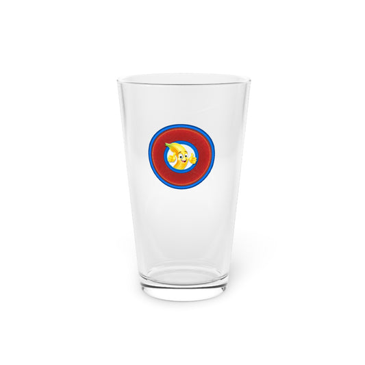 16oz Lumpy Pint Glass - "This Pint Glass is Bananas" - rustic red/blue donut