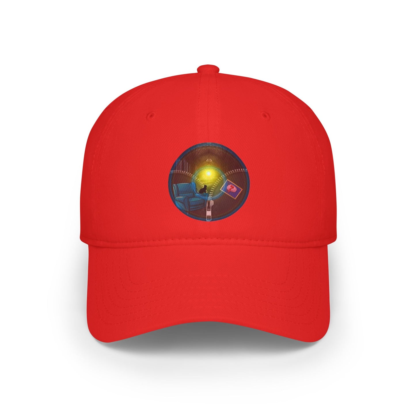 Lumpy Donut Baseball Cap - "Donuts Going Through My Mind Mind Mind Cap" - vivid red/blue pic donut w/