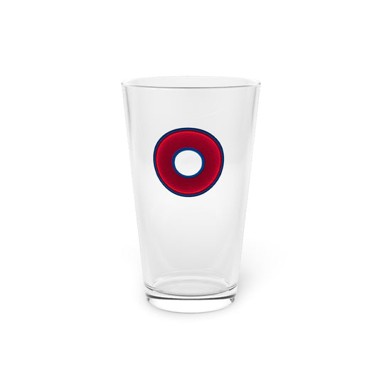 16oz Lumpy Pint Glass - vivid red/dark blue donut