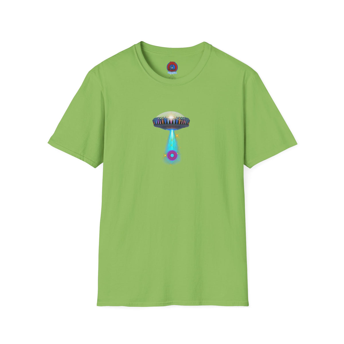 Classic Donut Tee - Unisex Soft-Style - "Donuts now Served on the Mothership" - series 1.0  - variant 6  - tractor-beamed donut