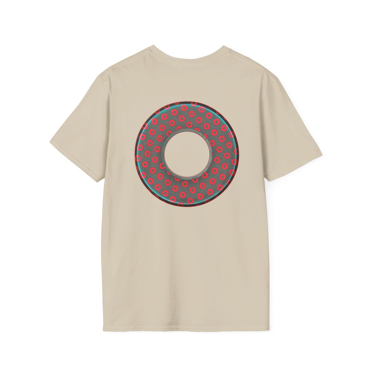 Plain Donuts/Unisex Soft-Style - "Plain Electric Paradoxical Donuts" - dark teal/red donuts