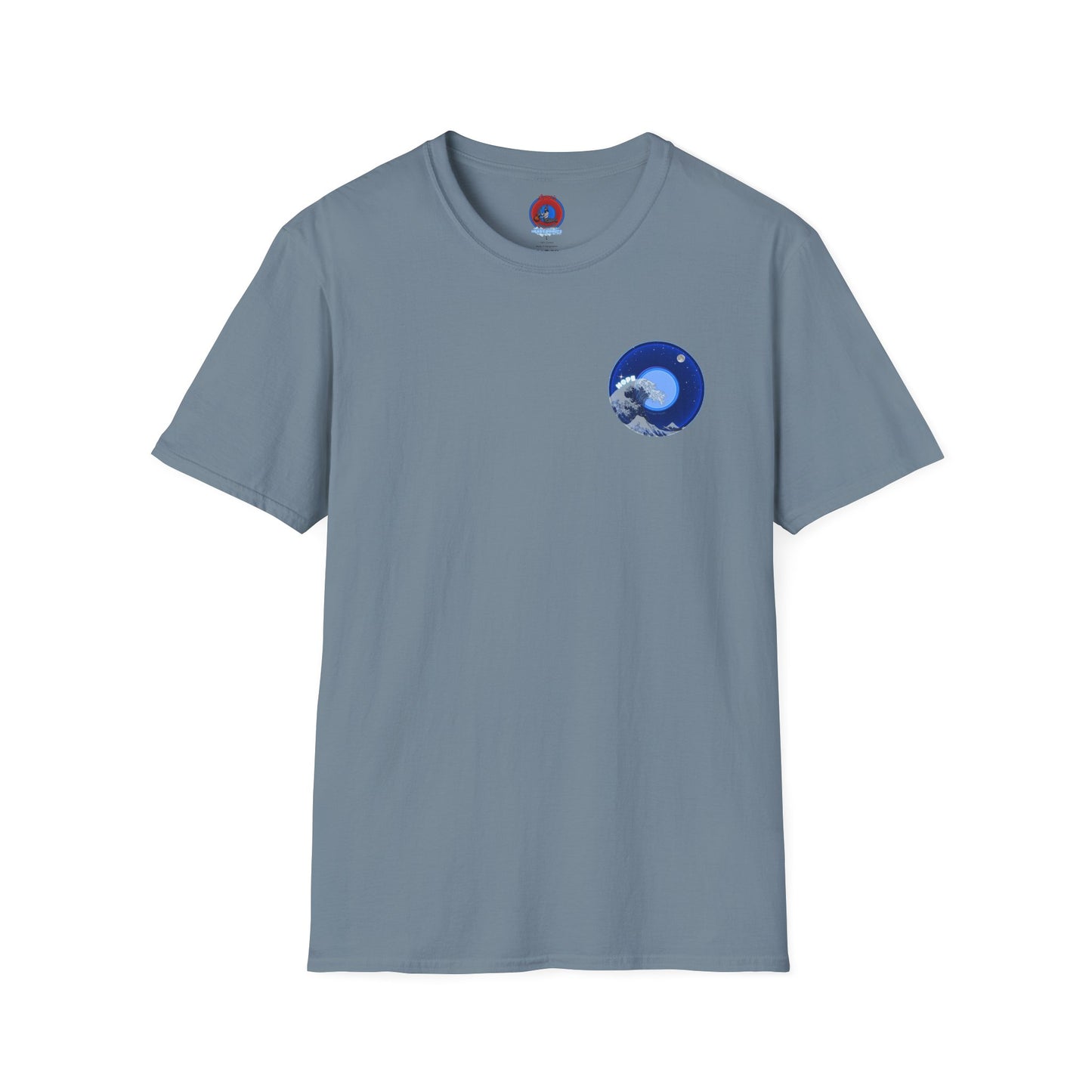 Classic Donut Tee - Unisex Soft-Style - "The Hopeful Waving Donut" - variant 2 - vivid blue donut