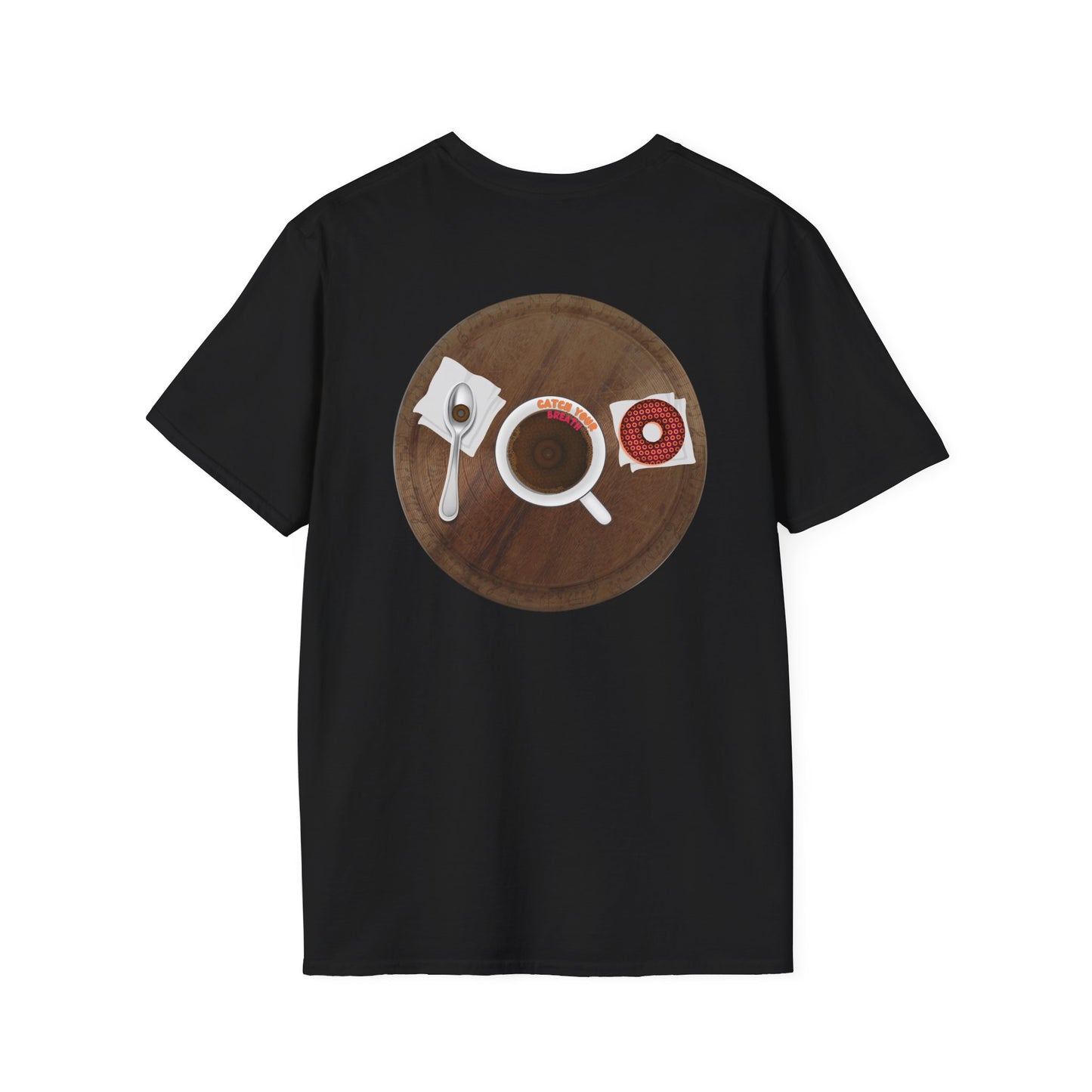 Coffee Traders Tee - Unisex Soft-Style - "Columbia House CDs " - paradoxical donut - 2 - logo front/coffee back