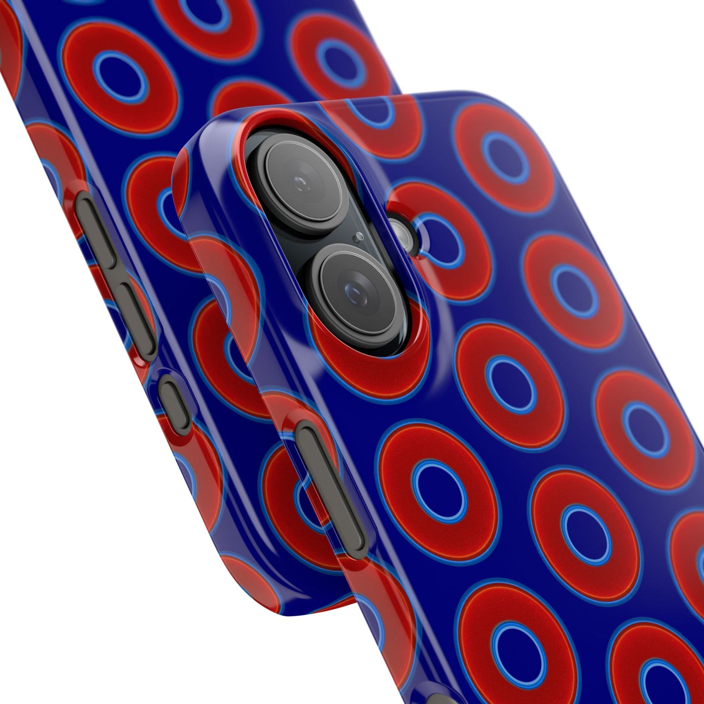 Lumpy Donut Snap Case - red vivid donut print w/vivid navy blue background