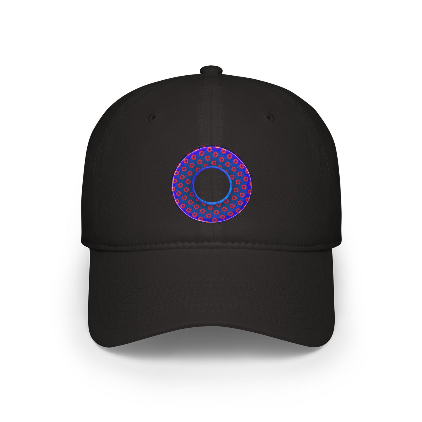 Lumpy Donut Baseball Cap - "Paradoxical Weathered Donut" - red/blue donuts donut w/