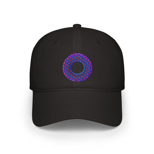 Lumpy Donut Baseball Cap - "Paradoxical Weathered Donut" - red/blue donuts donut w/